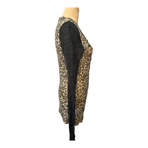 BKE Animal Print Bead Embellished Long Line Wool Blend Cardigan, Size M - Picture 2 of 5